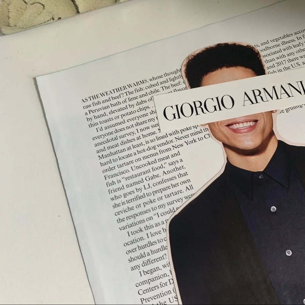 Giorgio Armani Minimalist Collage Wall Art Black Suit Fashion Print
